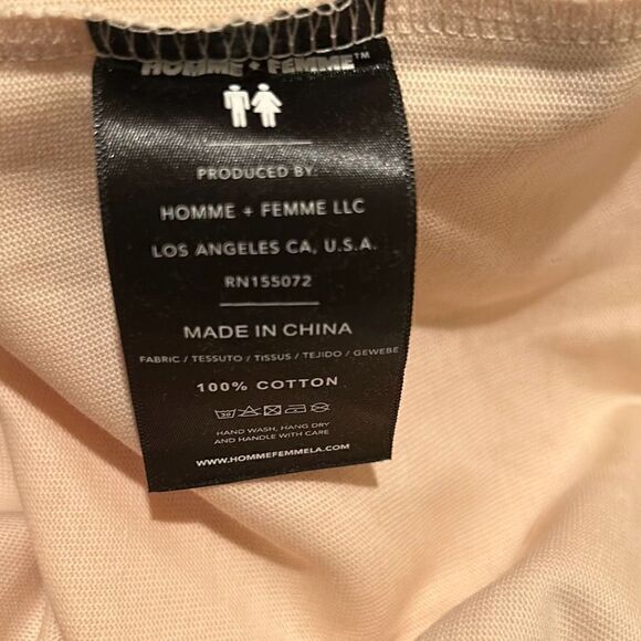 Homme + Femme Unisex S Retro Ringer Graphic Logo Tee Shirt White Red 100% Cotton - Picture 8 of 9